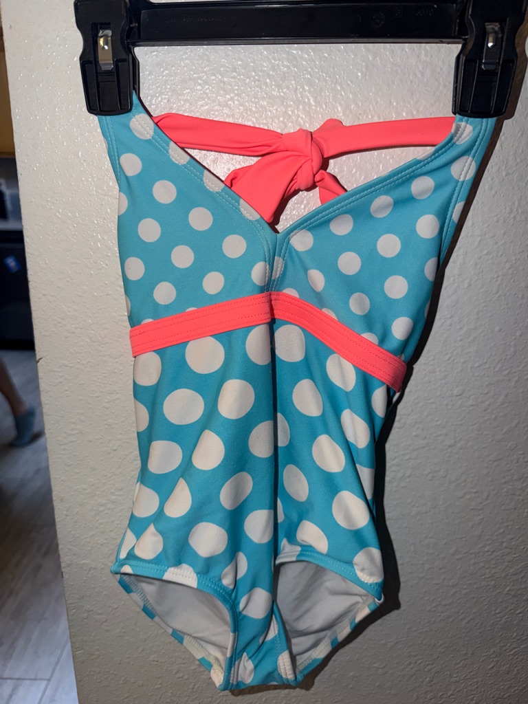 Circo Girls One-Piece Polka Dot Swimsuit In Turquoise And Coral